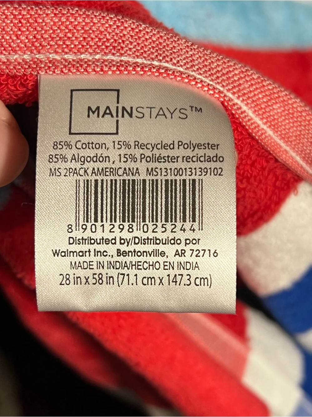 Red, White, and Blue Striped Beach Towel